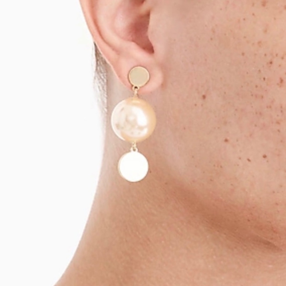 J. Crew gold pearl drop earrings new